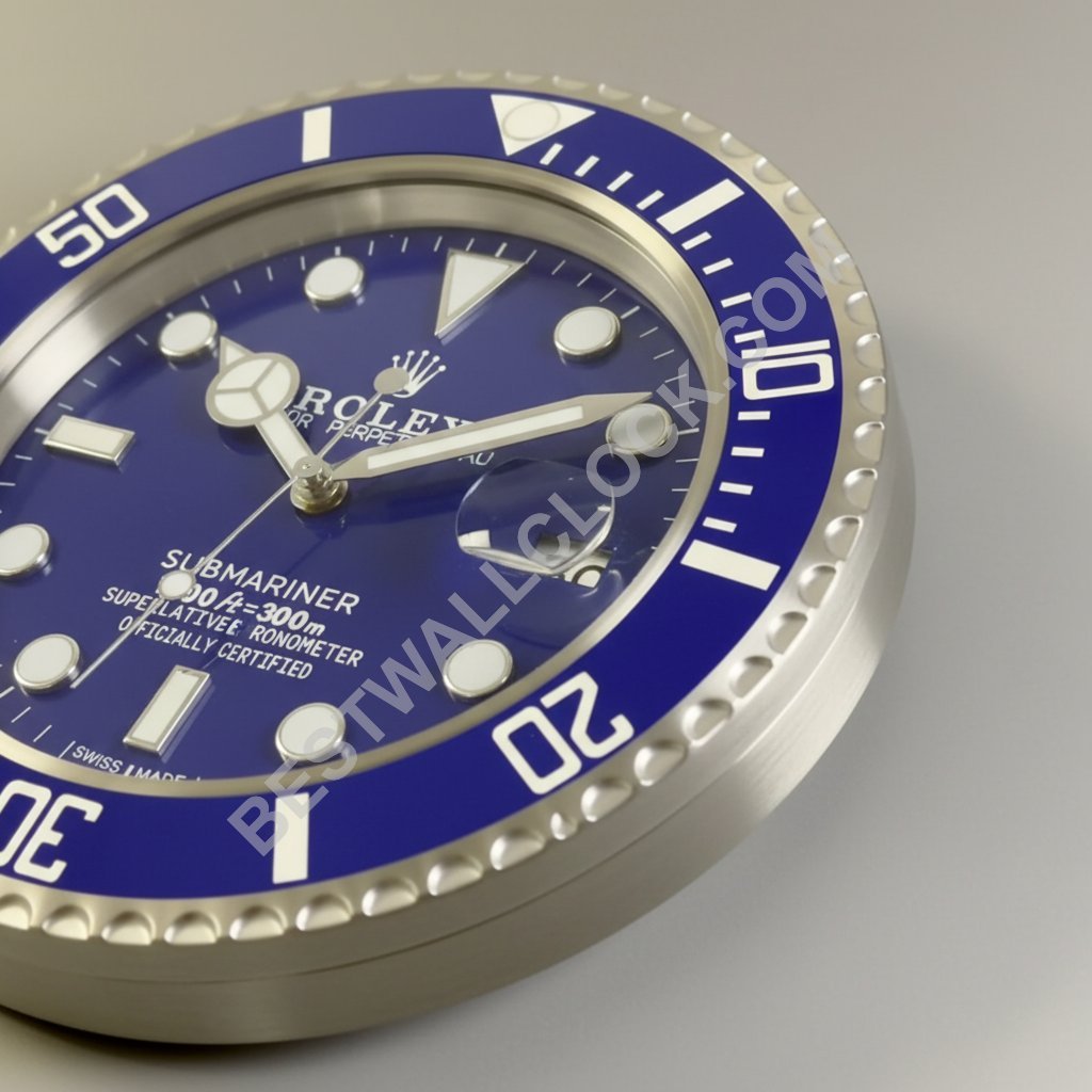 Homage Submariner "Smurf" Style – Dealer Display Wall Clock (Blue & Silver Edition) - Image 2