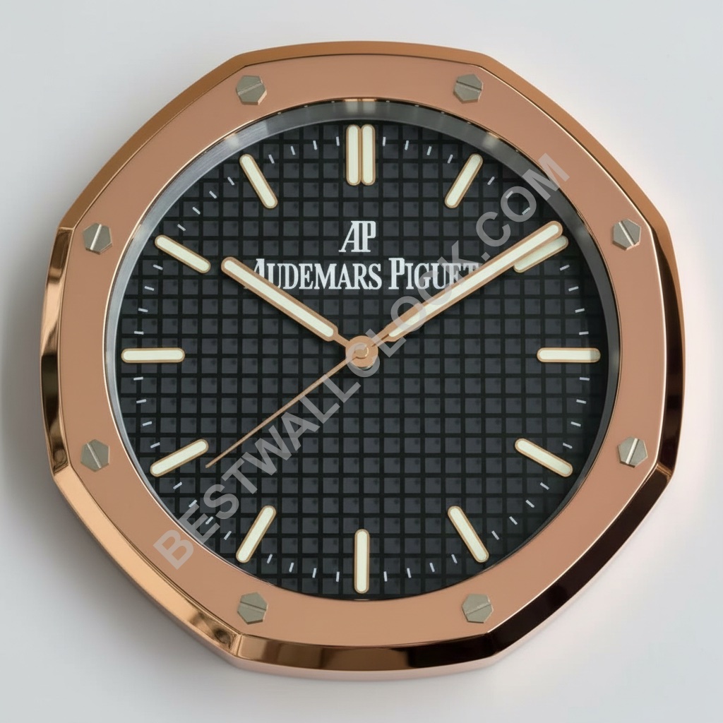 Royal Oak Style Dealer Display Wall Clock | Rose Gold & Black Edition