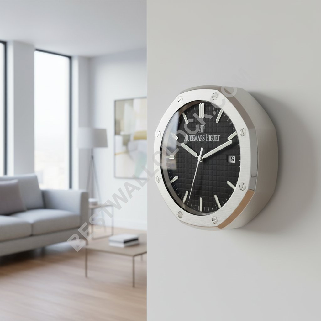 Audemars Piguet Royal Oak Style – Dealer Display Wall Clock (Black "Tapisserie" Dial) - Image 3